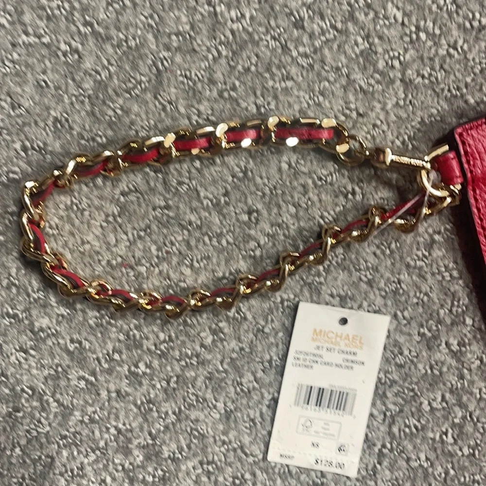 MK Jet Set Charm Small ID Chain Leather Card Holder